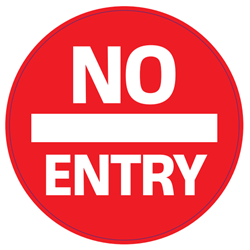 No Entry Stickers Vinyl White On Red 135mm Circle